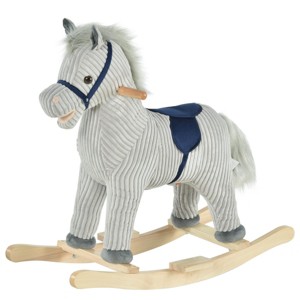 SEVOBAL Toy Vehicles Kids Plush Ride On Rocking Horse with Realistic Sounds Wooden Base for Toddlers - 1 of 4