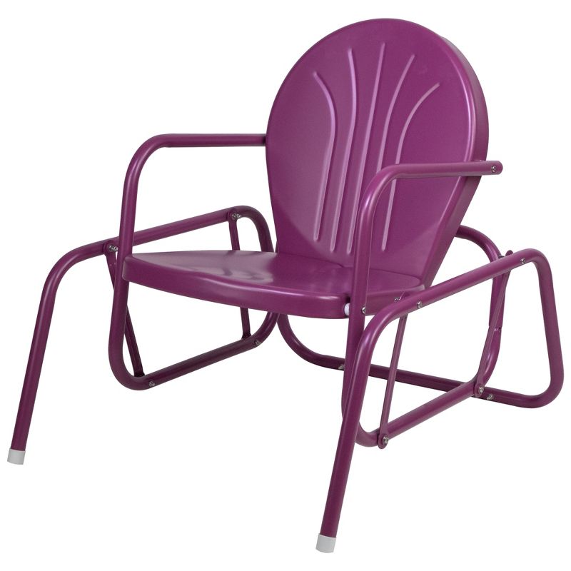 Northlight Outdoor Retro Metal Tulip Glider Patio Chair, Purple, 3 of 6