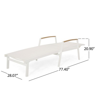 Joy White Aluminum Adjustable Chaise Lounge with Mesh Seating Set