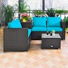 Costway 4PCS Outdoor Patio Rattan Furniture Set Cushion Loveseat Storage Table Turquoise\Red - image 2 of 4