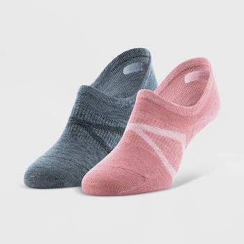 Peds Women's Merino Wool 2pk Sport No Show Socks - Pink/Dark Gray 5-10