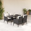 vidaXL 5 Piece Patio Dining Set Black Poly Rattan with Cushions – Outdoor Table and Chairs for Garden, Patio, Backyard - 2 of 4