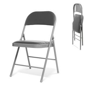 Real Relax Folding Chairs with Padded Seats for Events Home Office, Pu Leather Folding Chair - 1 of 4