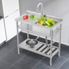 39 Inch Commercial Utility Sink with Faucet, Freestanding Stainless Steel Sink with Workbench & Storage Shelf for Kitchen Garage Outdoor - 2 of 4