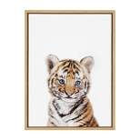18" x 24" Sylvie Baby Tiger Framed Canvas Wall Art by Amy Peterson Natural - Kate and Laurel