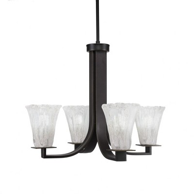 Toltec Lighting Apollo 4 - Light Chandelier in  Dark Granite with 5.5" Fluted Italian Ice Shade