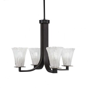 Toltec Lighting Apollo 4 - Light Chandelier in  Dark Granite with 5.5" Fluted Italian Ice Shade - 1 of 1