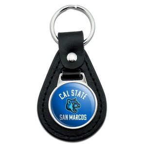 California State University San Marcos Cougars Logo Black Leather Keychain - 1 of 4