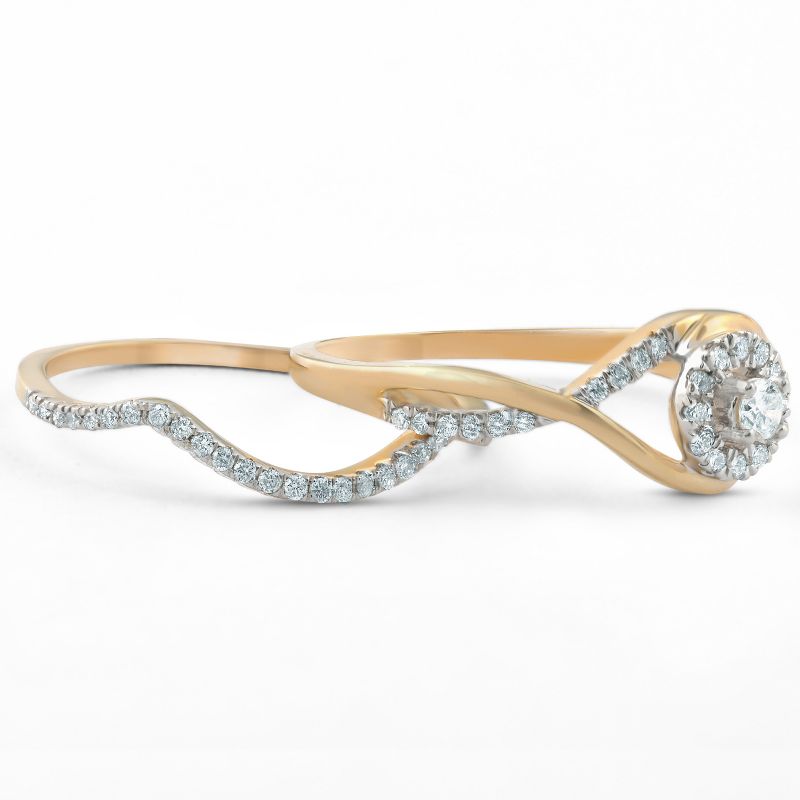 Pompeii3 3/8CT Diamond Engagement Wedding Ring Set Infinity Twist Halo 10k Yellow Gold, 3 of 6