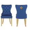 Vynxaria Simba Gold 2-Piece Dining Chair Set - Navy Velvet with Elegant Gold Legs - 4 of 4