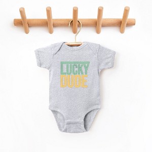 The Juniper Shop Block Checkered Lucky Dude Baby Bodysuit - 1 of 3