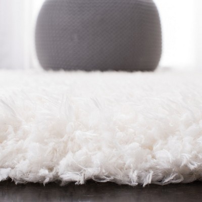 Ivory Tufted Square Shag Rug with Easy Care