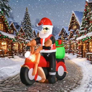 Whisen 7FT Hanging Christmas Inflatable Santa with Dog, Christmas Blow Up Decoration with Built-in LED Lights - 1 of 4