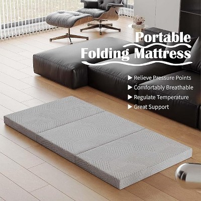 BAFODE Folding Mattress, 4 Inch CertiPUR-US Certified Memory Foam King Foldable Camping Mattress with Washable Cover, 80"¡Á76"¡Á4", Grey