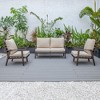 Leisuremod Walbrooke Modern 3 Piece Patio Set with Brown Aluminum Frame - 3 of 4