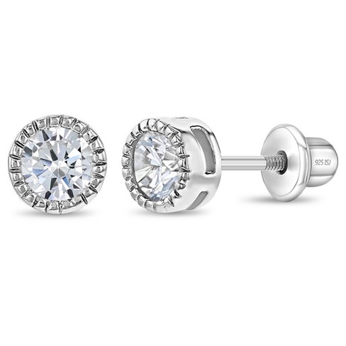 Clear CZ Tiny Bezel Little Girl's Stud Earring