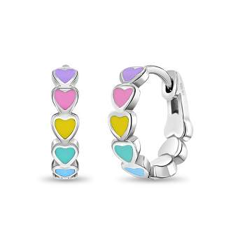 Girls' Heart Cascade Huggie Hoop Sterling Silver Earrings - In Season Jewelry