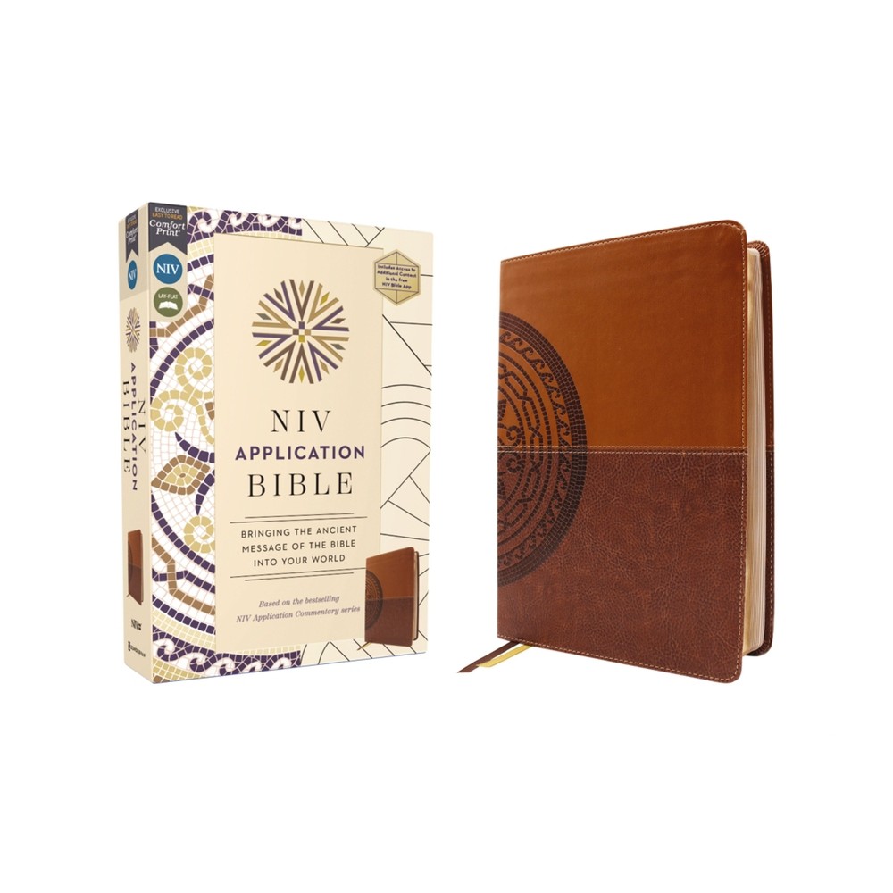 NIV Application Bible, Leathersoft, Brown, Red Letter, Comfort Print - (NIV Application Commentary Resources) by Zondervan (Leather Bound)