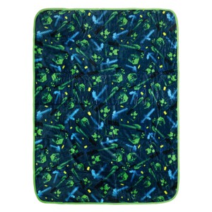 Minecraft Creeper & Sword Pattern Digital Print Throw Blanket - 1 of 2