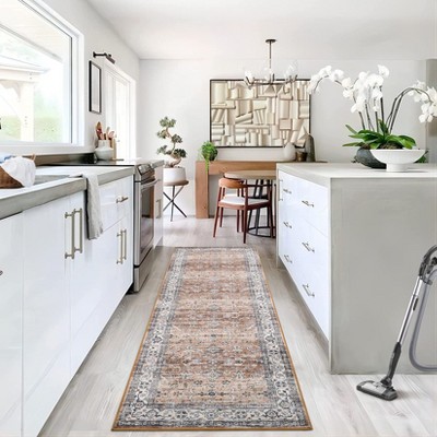 Boho Vintage Area Rug Ultra Thin Low Pile Machine Washable Stain Resistant Non Shedding Pet Friendly Floor Rug