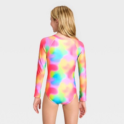 Детские купальники Cat & Jack Girls' Long Sleeve Color Splash One Piece Swimsuit - Cat & Jack™ M — фото 2