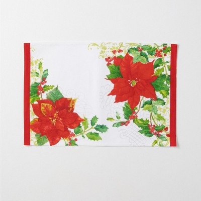 Sullivans Poinsettia Cotton Placemat Set of 4, 19"L Multicolored