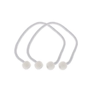 Unique Bargains Magnetic Buckle Medium Faux Pearl Curtain Strap Polyester Rare Earth Magnet 2 Pcs - 1 of 4