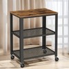 BRYCE Serving Cart, 3-Tier Kitchen Utility Cart on Wheels with Storage, for Living Room, Accent Furniture with Steel Frame, Industrial - 2 of 3