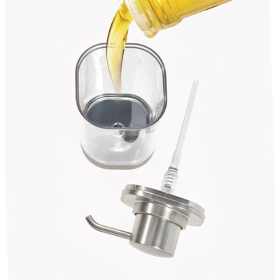 Clear and Brushed Nickel Refillable Liquid Soap Dispenser