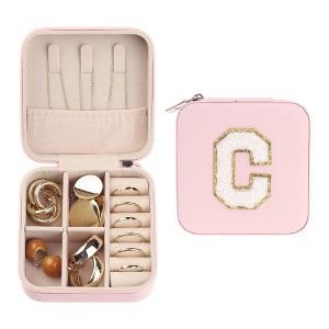 Unique Bargains Women Teen Girl Gifts Small Portable PU Leather Pink Jewelry Case Storage - 1 of 4