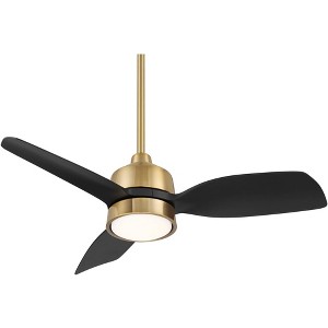 Casa Vieja 36" Verdin Modern Indoor Outdoor Ceiling Fan 3 Blade LED Light Remote Control Brass Finish Black Blades Bedroom Living Room Damp Rated - 1 of 4