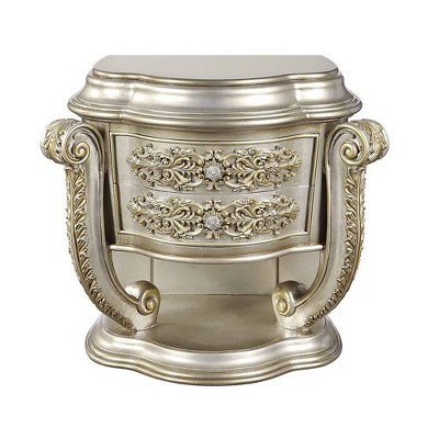 Danae 35" Champagne and Gold 2-Drawer Nightstand