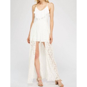 Women's Lace & Ruffle Maxi Romper - entro - 1 of 4