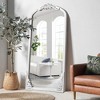 Lirago Arch Solid Wood Mirror Ornate Mirror Wall Mirror Retro Mirror with Carved Frame 67*28 White - 3 of 4
