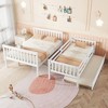 Kumasinova Twin-Over-Full Rubber Wood Bunk Bed Frame with Pull-Out Trundle – Detachable (2 Beds: Twin + Full), Reversible Ladder & Guardrails - 2 of 4
