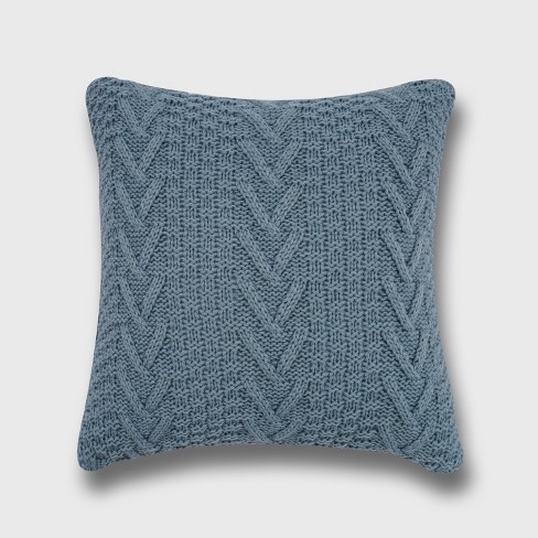 20x20 Oversize Chunky Sweater Knit Square Throw Pillow Chambray Blue -  Evergrace : Target