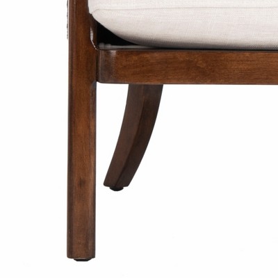 Caruso Transitional Oatmeal Leather Barrel Chair with Walnut Wood