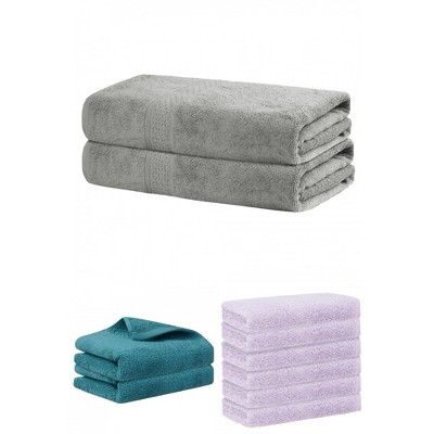 REGALWOVEN Absorbent Solid Bath Hand Face Cloths Cotton Towels 3 Piece Sets