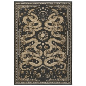 Modern Pastoral Snake Print Area Rug Machine Washable Low Pile Non Slip Non Shedding Stain-Resistant Floor Carpet for Living Room Bedroom Kitchen - 1 of 4