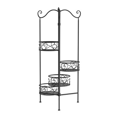 Nature Spring 4-Tier Plant Stand - Black Wrought Iron