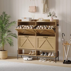 COZONY Shoe Cabinet with Flip Drawers, Freestanding Storage Organizer with Metal Legs, Modern Entryway Shoe Rack with Dry Wet Separation - 1 of 4