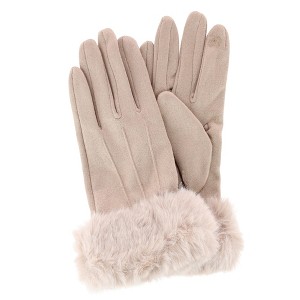 David & Young Women's Tech Touch Suede Winter Gloves with Faux Fur