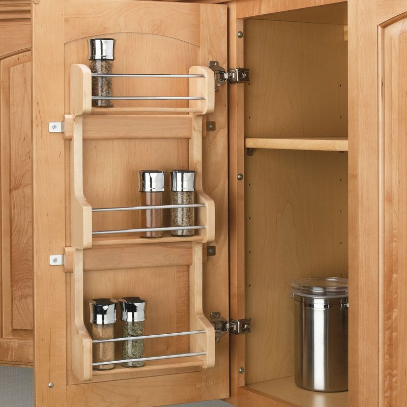 Rev-A-Shelf 4SR-15 Kitchen Cabinet Door Mounted Wooden 3-Shelf Storage Spice Rack with Mounting Hardware, 2 of 7