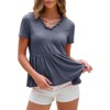EXLURA Women's Summer Short Sleeve Peplum Babydoll Tops Cute V Neck T Shirts - 4 of 4