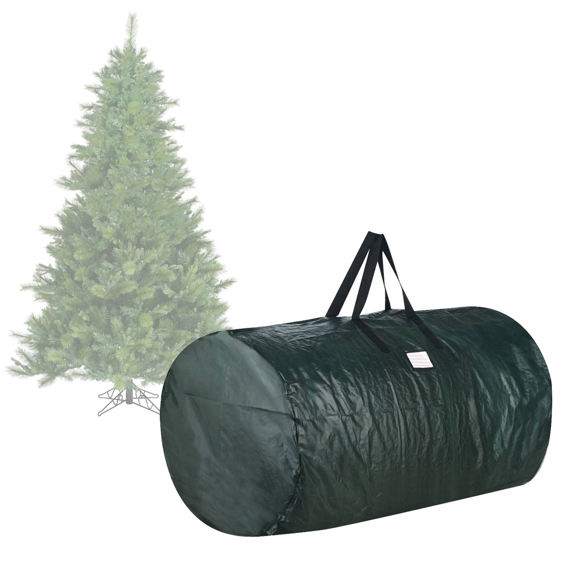 Elf Stor 7.5' Premium Christmas Tree Bag Holiday Green Large: Zippered Storage Bag with Built-In Handles for Trees