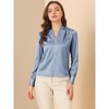 INSPIRE CHIC Women's V Neck Decor Button Pleated Solid Office Long Sleeve Shirt - 2 of 4