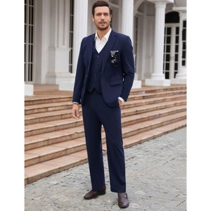 WhizMax Mens 3 Piece Suits Casual One Button Blazer Lightweight Beach Coats Vest and Pant Suit - 1 of 4