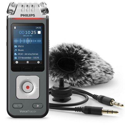 Philips DVT7110 8GB VoiceTracer Digital Voice Recorder with Video-Shooting Kit - Silver / Black