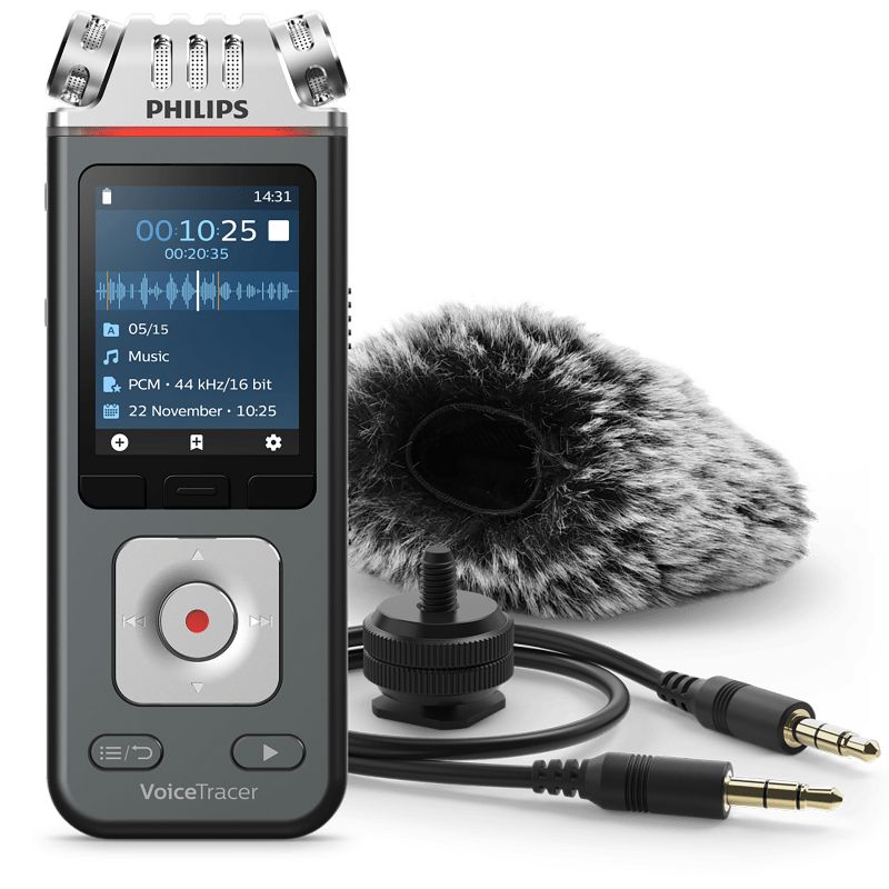 Philips DVT7110 8GB VoiceTracer Digital Voice Recorder with Video-Shooting Kit - Silver / Black, 1 of 10