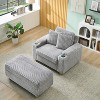VASIP Green Corduroy Single Sofa with 1 Pillow and 2 Throw Pillows,  Footstool Convertible Storage Space ,for Small Space,Bedroom,Living Room - 4 of 4